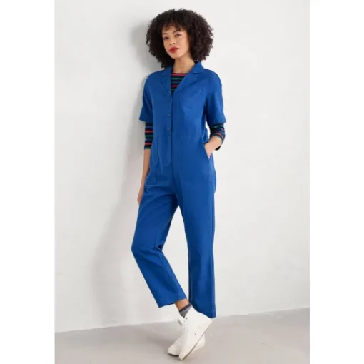 Seasalt Cornwall Clear Water Linen-Cotton Jumpsuit | Women Dresses | Trousers & Leggings